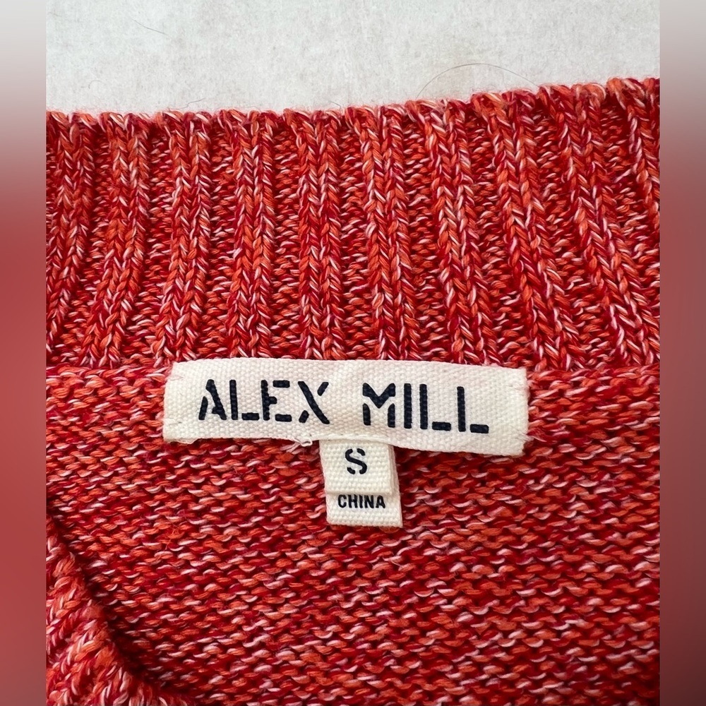 Alex Mill Women Size S Hank Ribbed Sweater Orange Cotton Linen Fisherman Preppy - Picture 9 of 10